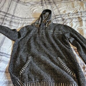 Men's Black and Gray Hooded Sweater
